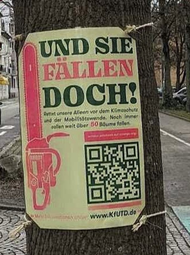 Plakat an einem Oststadt-Baum  | Foto: BZ