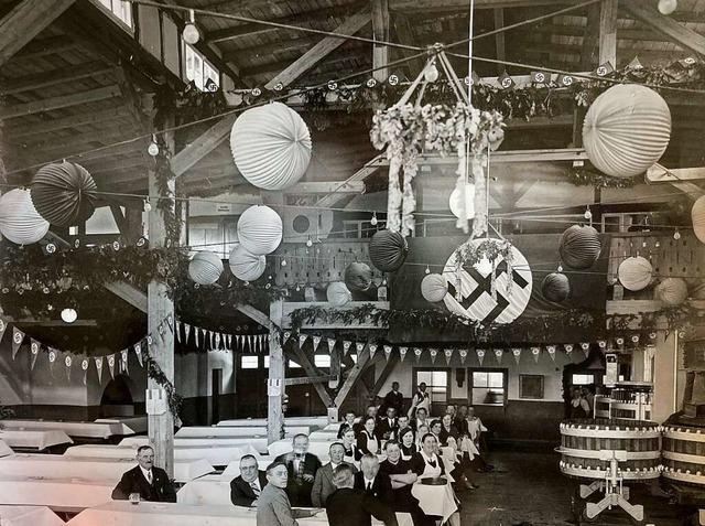 Der Saal der WG Zell-Weierbach, der als NS-Versammlungsaal diente.  | Foto: Leon Pfaff, Wein und Weltkrieg