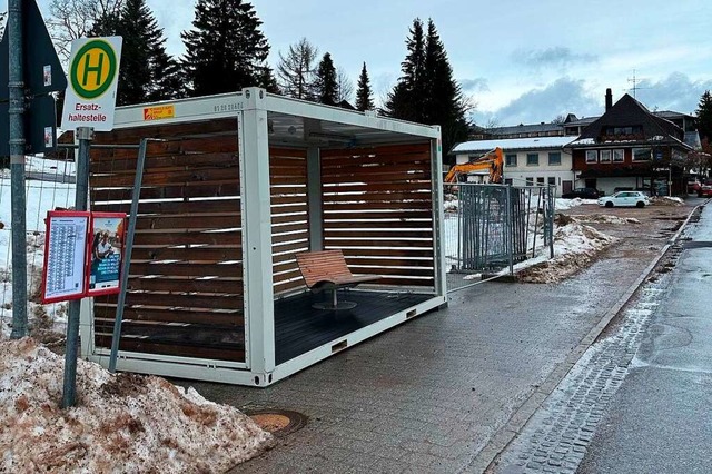 Dieser Container schtzt die Wartenden in Hchenschwand  | Foto: Sebastian Stiegeler