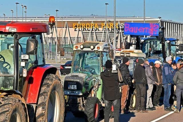Groe Traktoren-Demo durch Freiburg: 