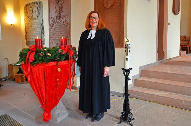 Haltingens Pfarrerin Christina Gnther... Predigt in Haltingen im Dezember 2021  | Foto: Yvonne Siemann