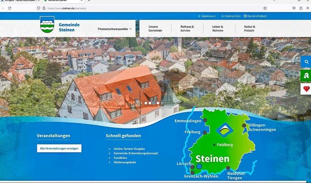 Die Webseite  der Gemeinde Steinen sol... fr ffentlichkeitsarbeit bewilligt.   | Foto: BZ
