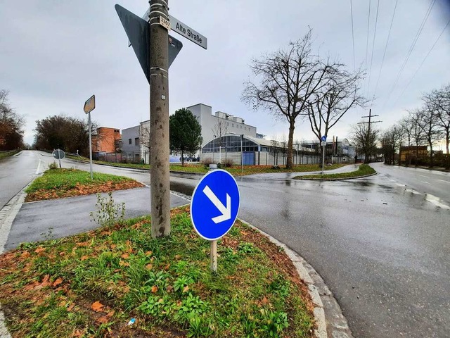 Hier soll der geplante Radweg entlang ...Alte Strae (vorne und rechts) stoen.  | Foto: Hannes Lauber