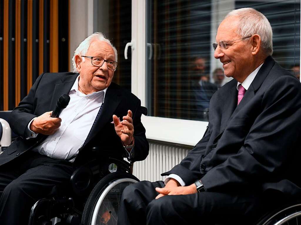 Freiburg, November 2019: Der Politologe und der Politiker: Dieter Oberndrfer im Gesprch mit Wolfgang Schuble