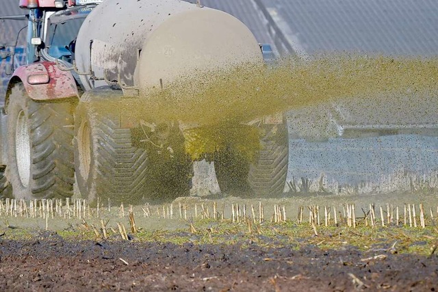 Dngen Landwirte ihre Felder, gert Ni...und von dort aus auch ins Grundwasser.  | Foto: Carsten Rehder