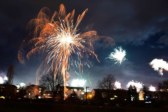 Mit einem perfekten Feuerwerk bei idea...bby-Grtner Emmendingen das neue Jahr.  | Foto: Dieter Erggelet