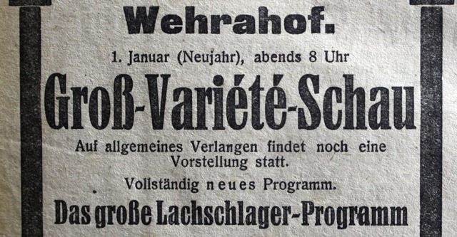Jahreswechsel 1923/24 in Wehr: Weil vi...rer Unterhaltung im Theater oder Kino.  | Foto: Hansjrg Bader