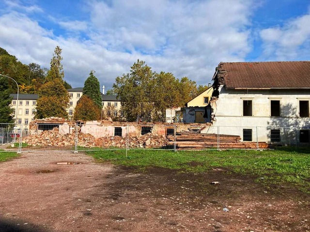 Seit dem Abrissstopp steht das Kreuz halb abgerissen da.  | Foto: Annemarie Rsch