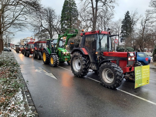 Im Kreis Lrrach sind mehr als 660 Fah...#8211; so wie diese Traktoren in Weil.  | Foto: Hannes Lauber