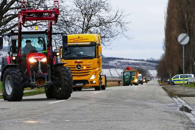 Protest-Fahrzeuge so weit das Auge rei... sich kilometerweise durch die Region.  | Foto: Sophia Ungerland