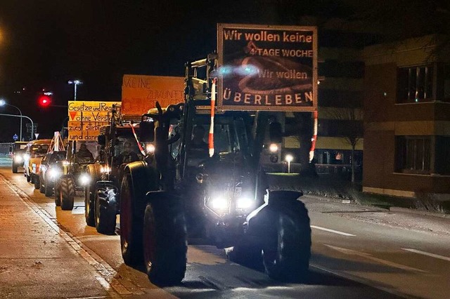 Bauernprotest auf der Offenburger Weingartenstrae  | Foto: Helmut Seller