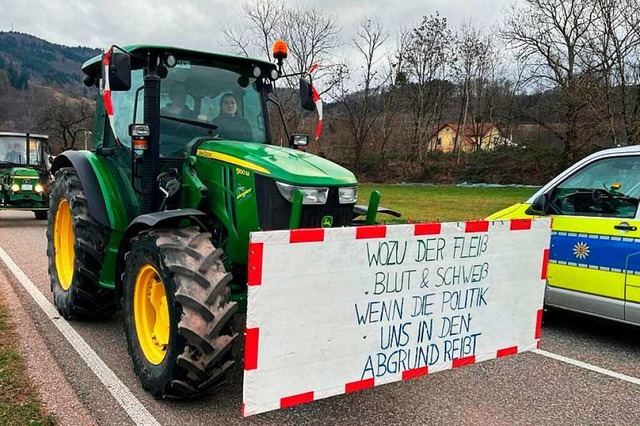 Die Bauernproteste im Landkreis Lrrach gehen weiter.  | Foto: Sarah Trinler