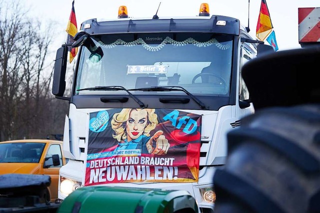 Bei den Bauernprotesten in Berlin ware...wegungen von Rechtsauen unterwandert.  | Foto: Jrg Carstensen (dpa)