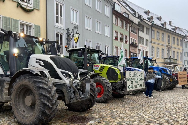 Die Schlepper auf dem Freiburger Mnstermarkt  | Foto: Christoph Giese