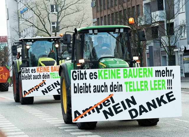Bauernprotest am Freitag in Kiel  | Foto: Felix Mschen (dpa)