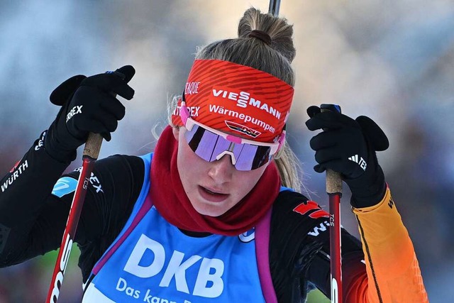 Julia Tannheimer berzeugte bei ihrer Weltcuppremiere in Ruhpolding.  | Foto: Sven Hoppe (dpa)