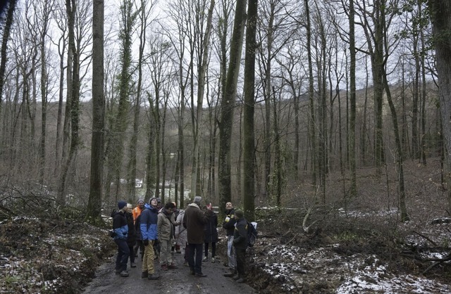 Vermutlich aufgrund der widrigen Witte...erten Info-Spaziergang eher verhalten.  | Foto: Volker Mnch