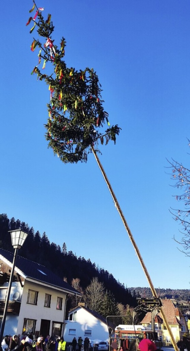 Gleich geschafft: Zgig wurde der Todt...arrenbaum in die Senkrechte befrdert.  | Foto: Andreas Bhm