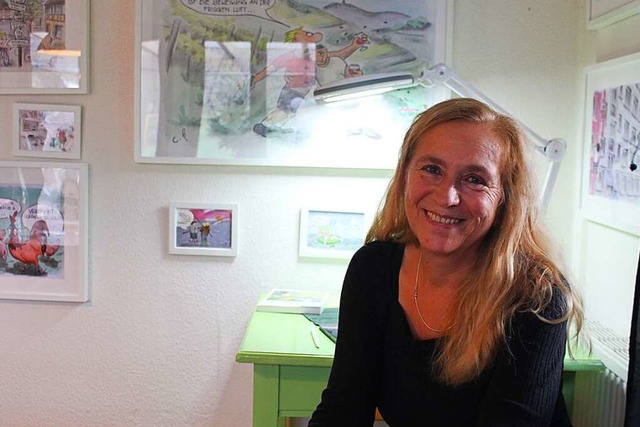 Fr ihre Cartoons braucht Cordula Kiti...haft des Kaiserstuhls und ihren Humor.  | Foto: Eva Buchholz