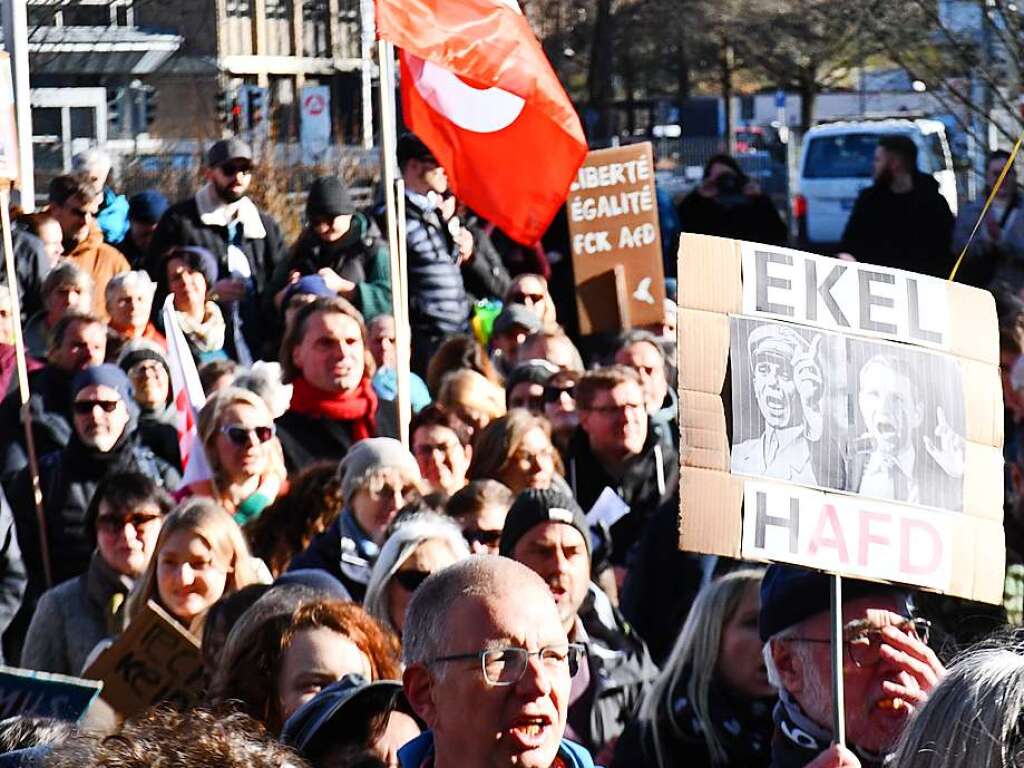 Lrrach setzt ein Zeichen mit einer groen und bunten Kundgebung gegen Rechtsextremismus.