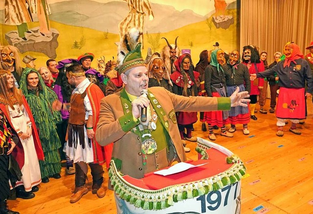 Andreas Brossmer, der Oberzunftmeister...ichen Gastznfte in der Bergdorfhalle.  | Foto: BZ