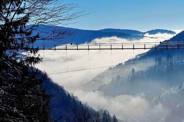 Die Hngebrcke bei den Todtnauer Wasserfllen bei Inversionswetter.  | Foto: Barbara Westphal