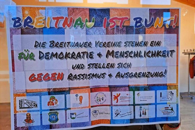 Mit diesem Plakat setzen die Breitnaue...e ein Zeichen gegen Rechtsextremismus.  | Foto: Verena Pichler