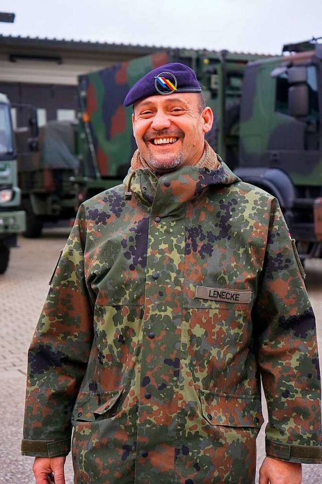 Markus Lenecke ist Oberstabsfeldwebel ...sch-franzsischen Brigade in Mllheim.  | Foto: Lisa Petrich