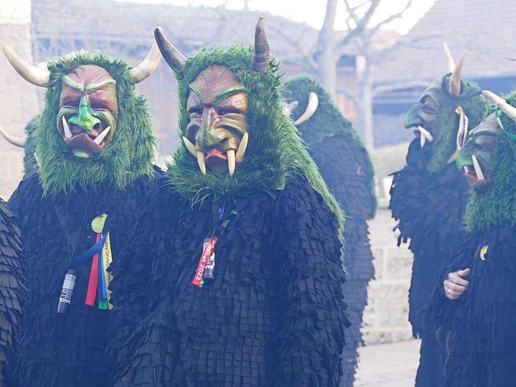 Die Narrenwelt steht beim Umzug in Ewattingen kopf.