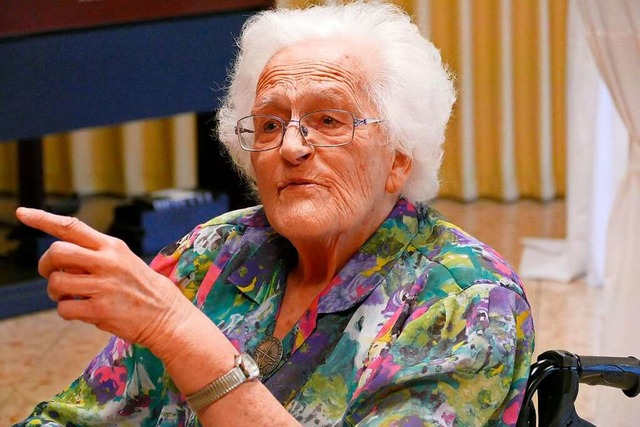 Margarethe Baumer &#8211; Schwester Ma...bei ihrem 100. Geburtstag im Mai 2020.  | Foto: Sylvia Sredniawa