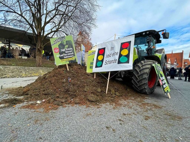 Landwirte protestieren in Biberach.  | Foto: David Nau (dpa)