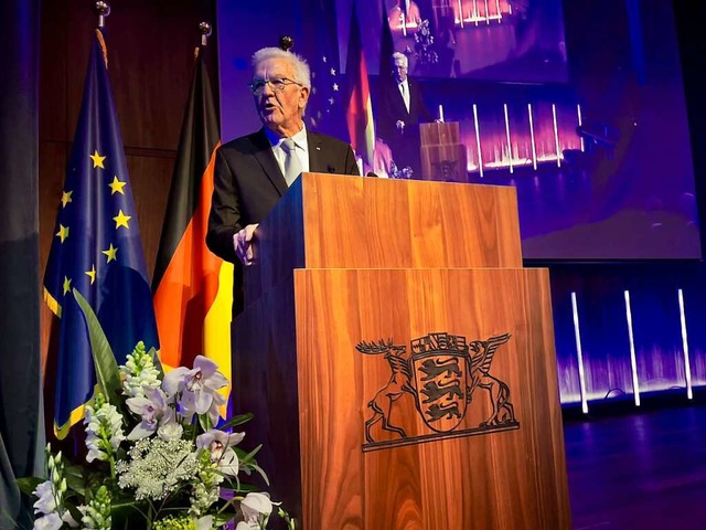 Winfried Kretschmann beim Neujahrsempfang der Landesregierung in Brssel  | Foto: David Nau (dpa)