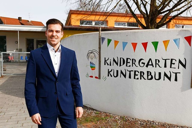 1. Station: Nikolas Kopp vor dem Kindergarten Jechtingen  | Foto: Martin Wendel