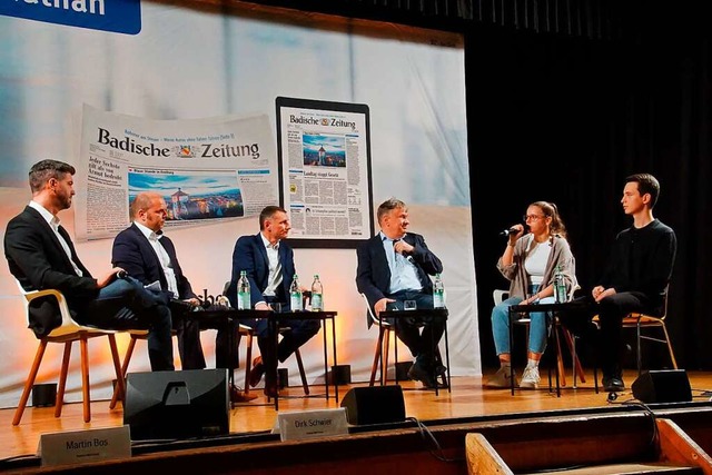 Die Kandidaten fr die Brgermeisterwa...rer, Lina Bleile und Ferdinand Ghani.   | Foto: Ilona Hge