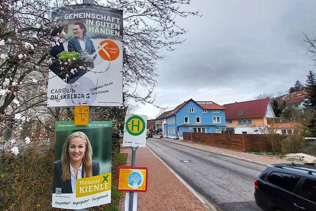 Am 10. Mrz wird in Merzhausen gewhlt &#8211; Wahlplakate zieren den Ort.  | Foto: Sophia Hesser