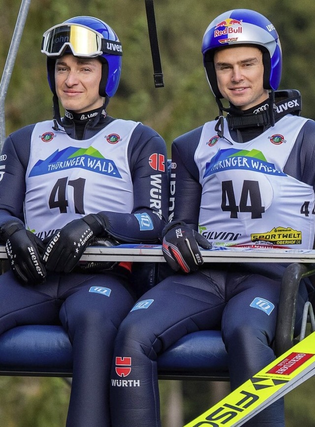 Gemeinsam sind sie stark: Manuel Fait...) und Vinzenz Geiger holten Rang drei.  | Foto: Gerhard Koenig via www.imago-images.de