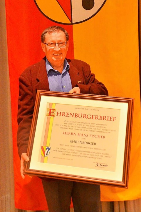 2011 erhielt Hans Fischer die Ehrenbrgerwrde von Malterdingen.  | Foto: Dieter Erggelet 