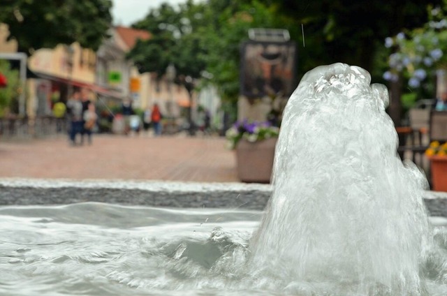 Am Brunnen in der Ortsmitte trifft sich die Grupp jeden Dienstag  | Foto: Kathrin Blum