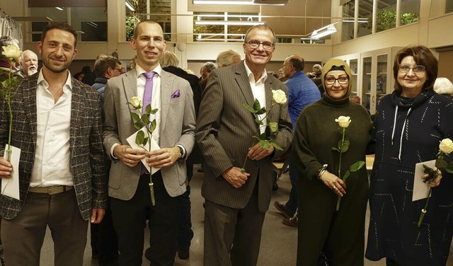 Baraa Koujan, Yannick Lauppe, Klaus Eb...r (von links) sprachen auf dem Podium.  | Foto: Sebastian Kurtenacker