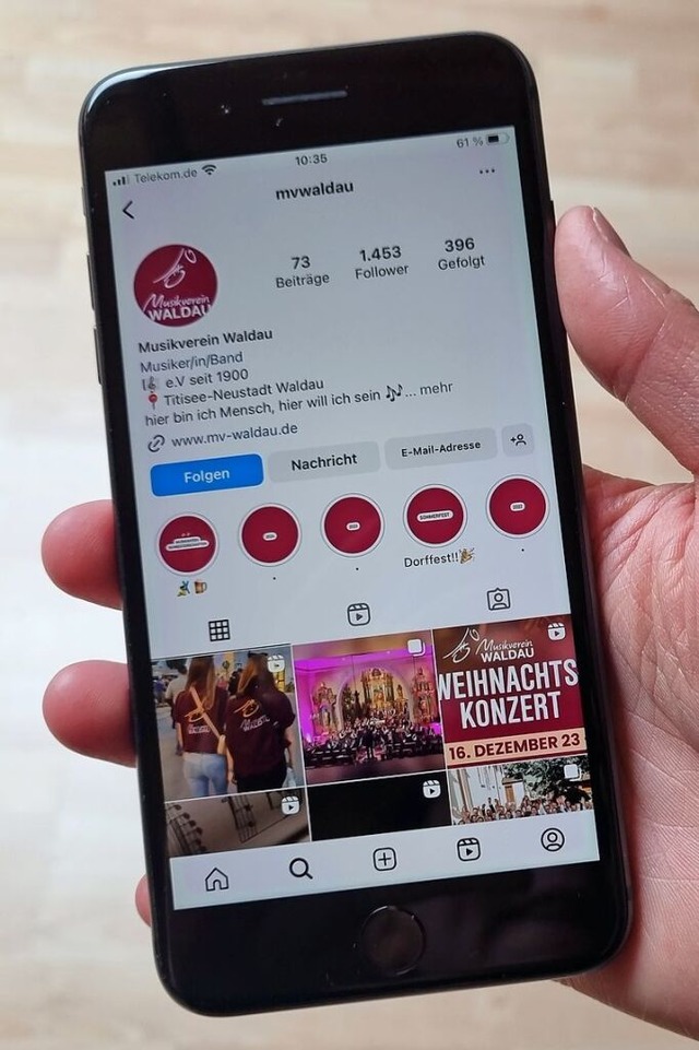 Der MV Waldau erreicht mit seinem Instagram-Auftritt viele Menschen.  | Foto: Nadine Klossek-Lais