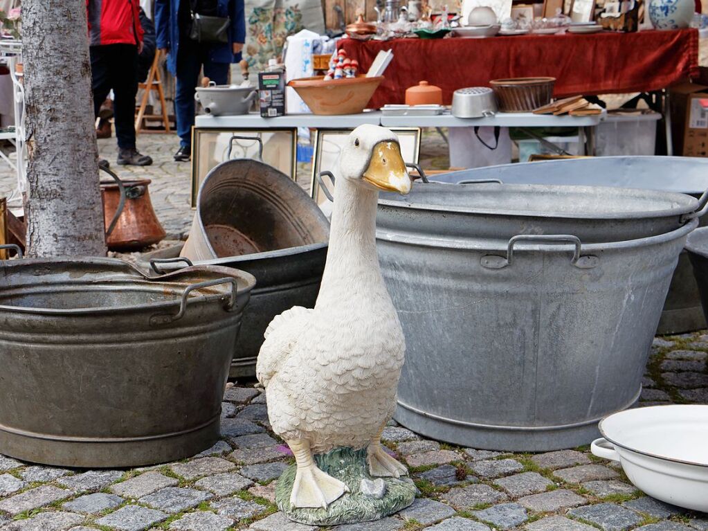 Zinkwannen und Gans: Viel zu entdecken gab's an den Stnden des Altstadt-Antikmarkts.