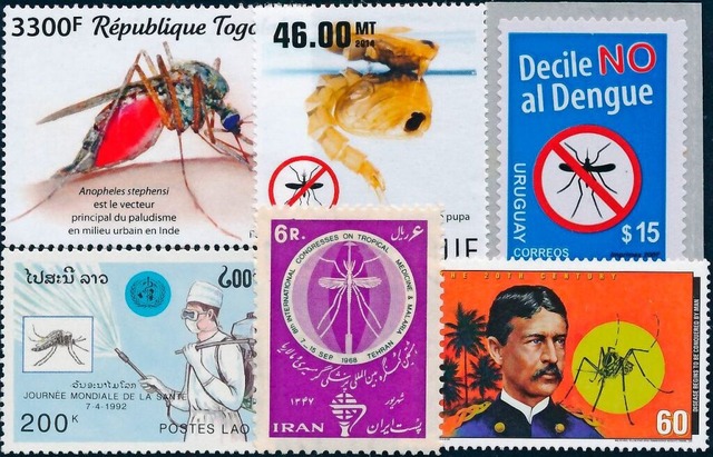 Briefmarkenmotive zeigen, welche groe...er Bekmpfung von Stechmcken zukommt.  | Foto: peter friederich