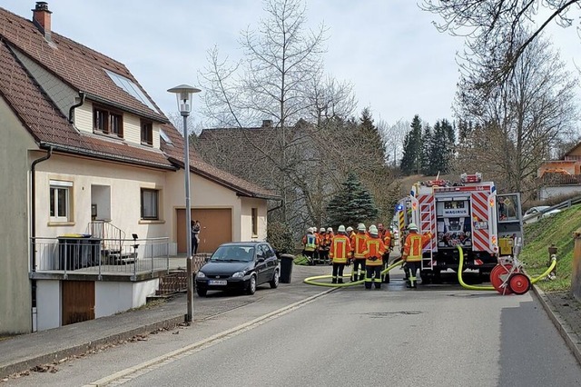 Mit 25 Mann war die Feuerwehr Lffingen im Einsatz.  | Foto: Stefan Mertlik