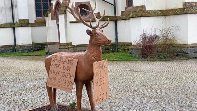 Keine 24 Stunden war der Schnauer Hir...nd sorgte damit fr Wirbel im Stdtle.  | Foto: Hartmut Schwbl