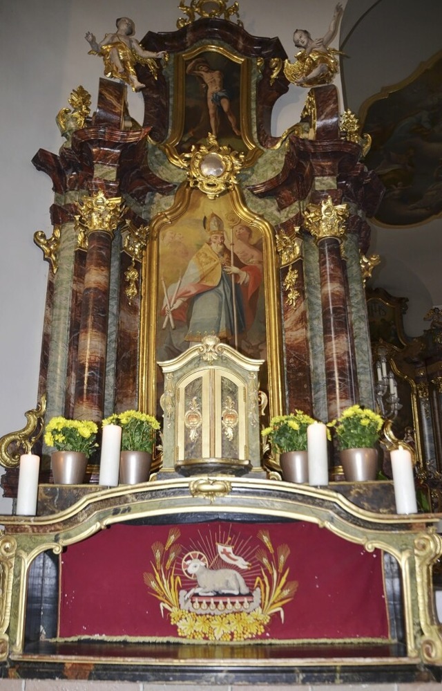 Der Altar in der Wyhler St. Blasiuskir... 290 Jahren zum Grab Jesu geschmckt.   | Foto: Roland Vitt