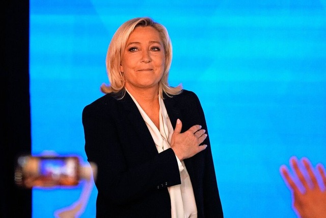 Marien Le Pen bei den Prsidentschaftswahlen in Frankreich 2022  | Foto: Michel Euler (dpa)