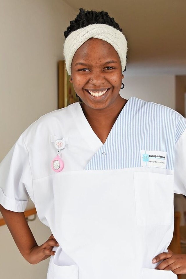 Aus Namibia zum Arbeiten im Dreilnder...ey Kisting will Altenpflegerin werden.  | Foto: Robert Bergmann