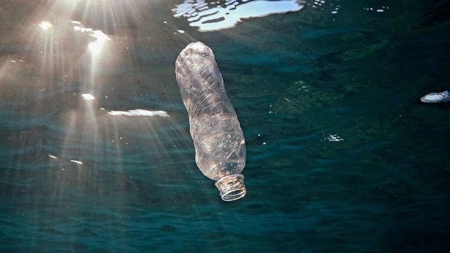 Kein seltenes Bild: Eine weggeworfene Plastikflasche treibt im Meer.  | Foto: Andrey Nekrasov (dpa)