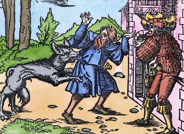 Ein Werwolf greift einen Mann an: Holzschnitt aus dem 15. Jahrhundert  | Foto: GRANGER Historical Picture Archive (imago)