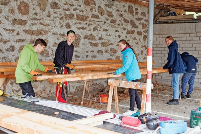 Jede Menge Holzarbeiten mussten die Minis im LBZ St. Anton erledigen.  | Foto: Ruth Seitz